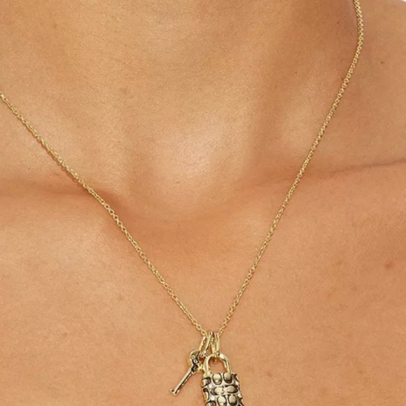 COACH Quilted Padlock Key Necklace - Picture 7 of 7